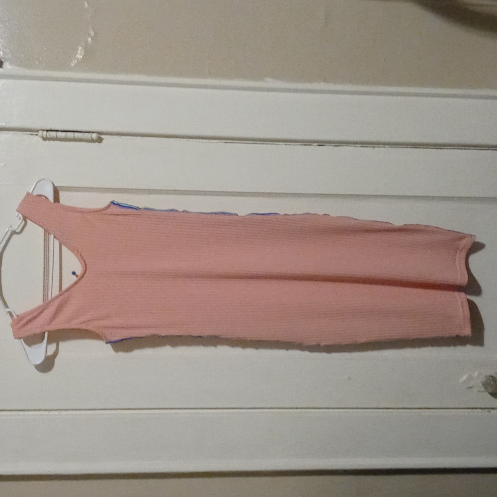 Woman's dress pink with rainbow stripes